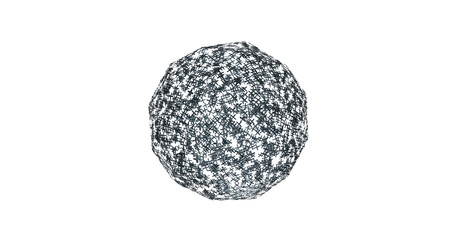 insulate geometric mesh made of metal, carved element for 3D image design, ball shape, hexagon