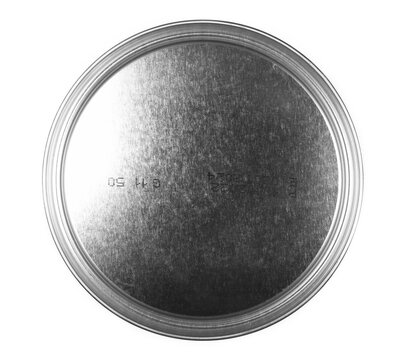  Tin can isolated on white background, top view with clipping path