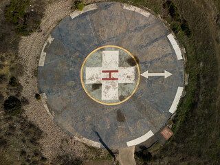 aerial view of heliport in a rural area
