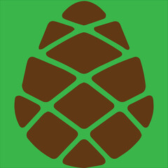 Brown pine cone on green background vector illustration