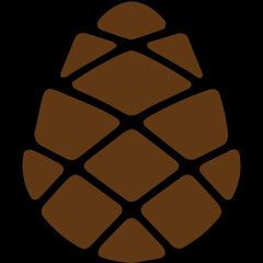 Brown pine cone on black background vector illustration