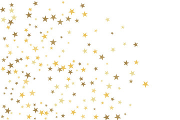 Star confetti. Gold casual confetti background. Bright design pattern.