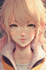 ai generated midjourney illustration of a blond anime girl portrait