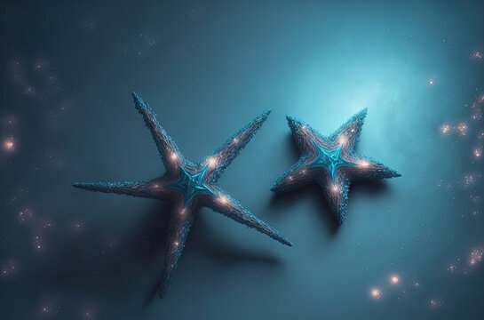 blue starfish under water. generative AI picture