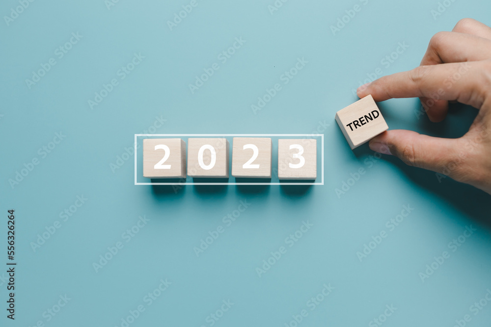 Poster 2023 new year for new business opportunities, action, plan, idea, inspiration concept. goal target s