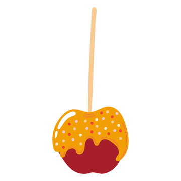 red apple with caramel and stick clip art preview