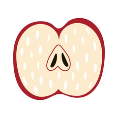 Cozy fresh and ripe delicious apple slicel fruit isolated on white background