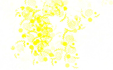 Light Yellow vector doodle template with flowers
