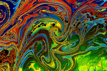 Abstract creative round marble pattern texture. Traditional art of Ebru marbling