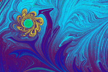 Ebru  marbling with floral patterns. Unique art  marbling  texture  background