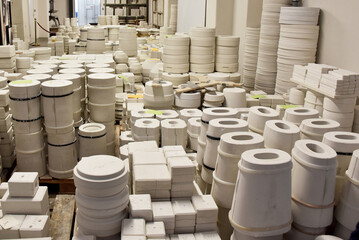 Authentic porcelain production in the Porcelain Manufactory Meissen - forms of various shapes,...