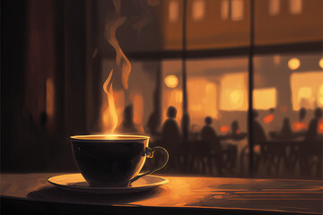 cup of hot coffee. generative AI picture.