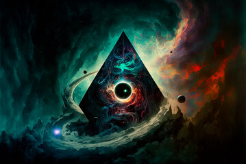 Surreal Fantasy Abstract Space Cosmic Pyramid Void Eye of the Storm Background 