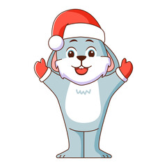 Merry christmas and happy new year cute rabbit.Funny bunny.Rabbit cartoon character.  2023 - year of the Rabbit.Isolated on white background.Line art vector illustration.