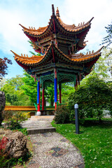 Fototapeta premium Traditional chinese gazebo in Chinese garden in Zurich, Switzerland