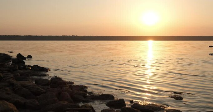 Landscape with sunset on Kuyalnik estuary