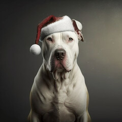 Dogo Argentino in Christmas Outfit