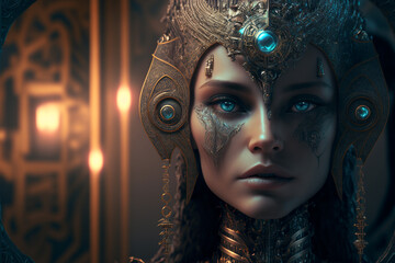 Naklejka premium The Goddess of Compassion - sci fi fantasy art