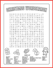 Holiday word search puzzle, Christmas word puzzle. Christmas activity. Fun activities for kids.