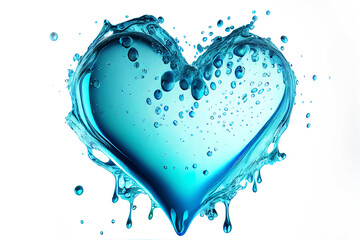 Fototapeta na wymiar Liquid heart - symbol of love. Heart made purified transparent water on white background. St. Valentine's concept. Digitally generated AI image