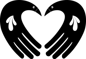 Help Hope Illustration Logo Design Hands icons and symbols. Vector heart bird