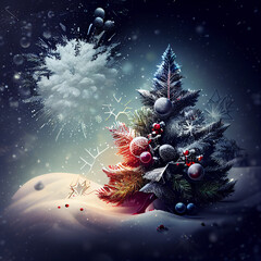 Christmas background with christmas tree