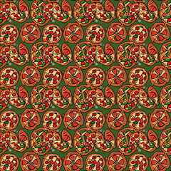 Seamless pattern Illustration the pizza