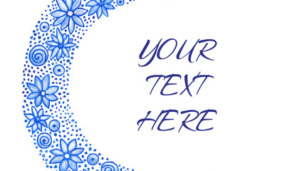 Blue wreath Your text here. Watercolor
