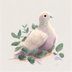 Generative AI: White dove, bird on isolated background,