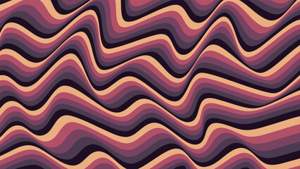 Vector illustration of Colorful wave design. Multi color overlapping wave pattern. Optical art background. Colorful psychedelic abstract art design. Vector illustration hypnotic template.
