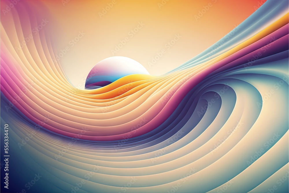 Poster a colorful abstract background with a white ball in the center of the image and a blue., generative 