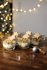 dessert cream on the table