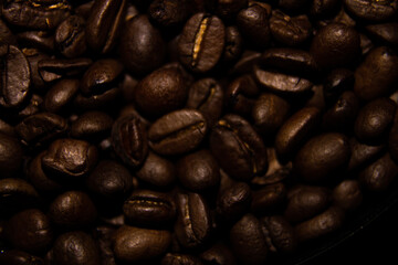 Coffee beans close up. Lots of coffee beans.