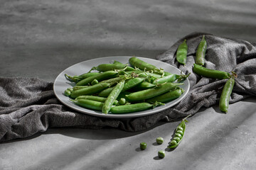 green bean of vegetables pod of sweet peas fresh organic. Healthy food, vegan and vegan food, raw...