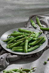 green bean of vegetables pod of sweet peas fresh organic. Healthy food, vegan and vegan food, raw food and super detox, bean protein.