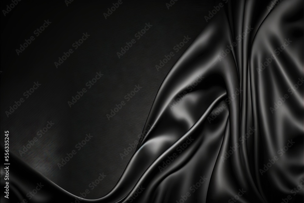 Poster a black background with a wavy pattern of fabric or cloth with a black background with a wavy patter