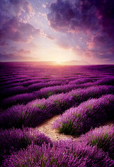 Blooming beautiful lavender field Generative AI