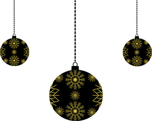 Hand drawn black Christmas toys without vector black new year balls