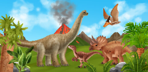 Realistic Dinosaurs Illustration © Macrovector