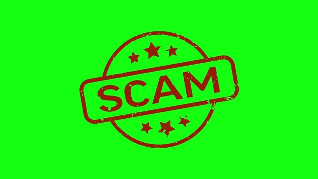 Scam - Stamp, Imprint, Seal Template. 4K Video Motion Graphics Footage. Chroma key. Alpha Channel