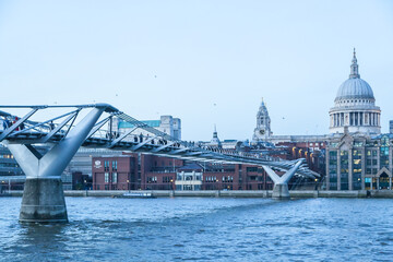 St Pauls Cathedral and Millennium bridge London, Great Britain
