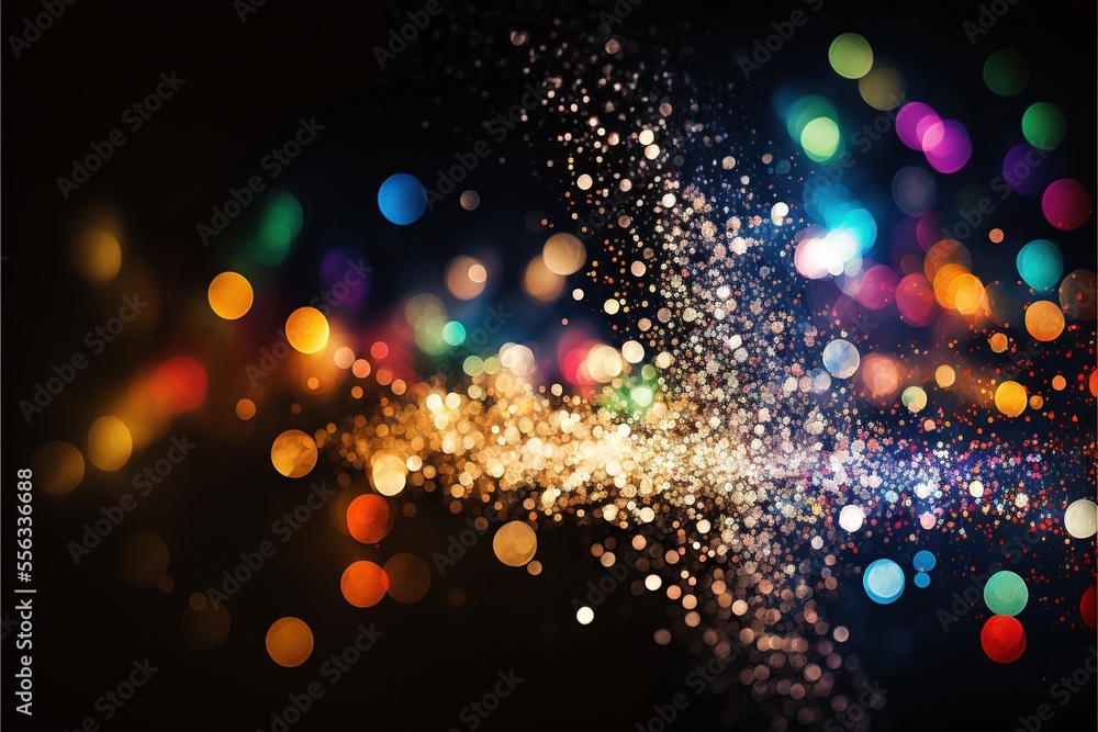 Aufkleber a blurry photo of a colorful light with a black background and a blurry background with a blur of li