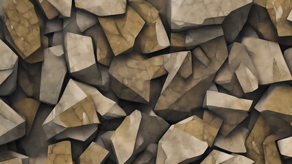 Pebbles, stones. Broken stone background. Illustration