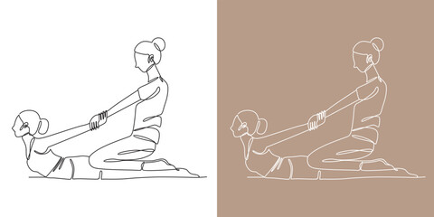 Hand Drawn Line Art Thai Massage