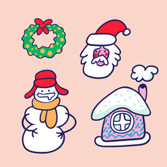 set of decorative elements for new year and christmas