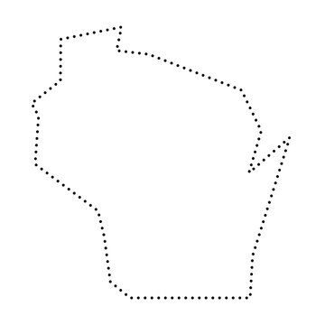 Wisconsin State Of United States Of America, USA. Simplified Thick Black Outline Map. Simple Flat Vector Illustration