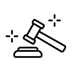Icono de martillo de justicia. Concepto de ley, subasta, sentencia. Ilustración vectorial