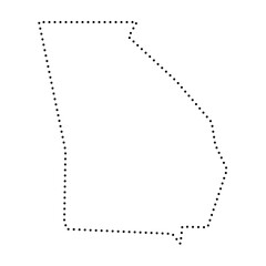 Georgia state of United States of America, USA. Simplified thick black outline map. Simple flat vector illustration