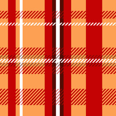 Seamless plaid pattern, tartan texture background, orange and red plaid fabric