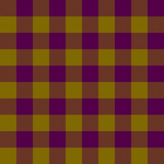 Seamless plaid pattern, tartan fabric on purple and yellow background, abstract square texture